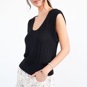 Maeve Banded Knit Tank - Black